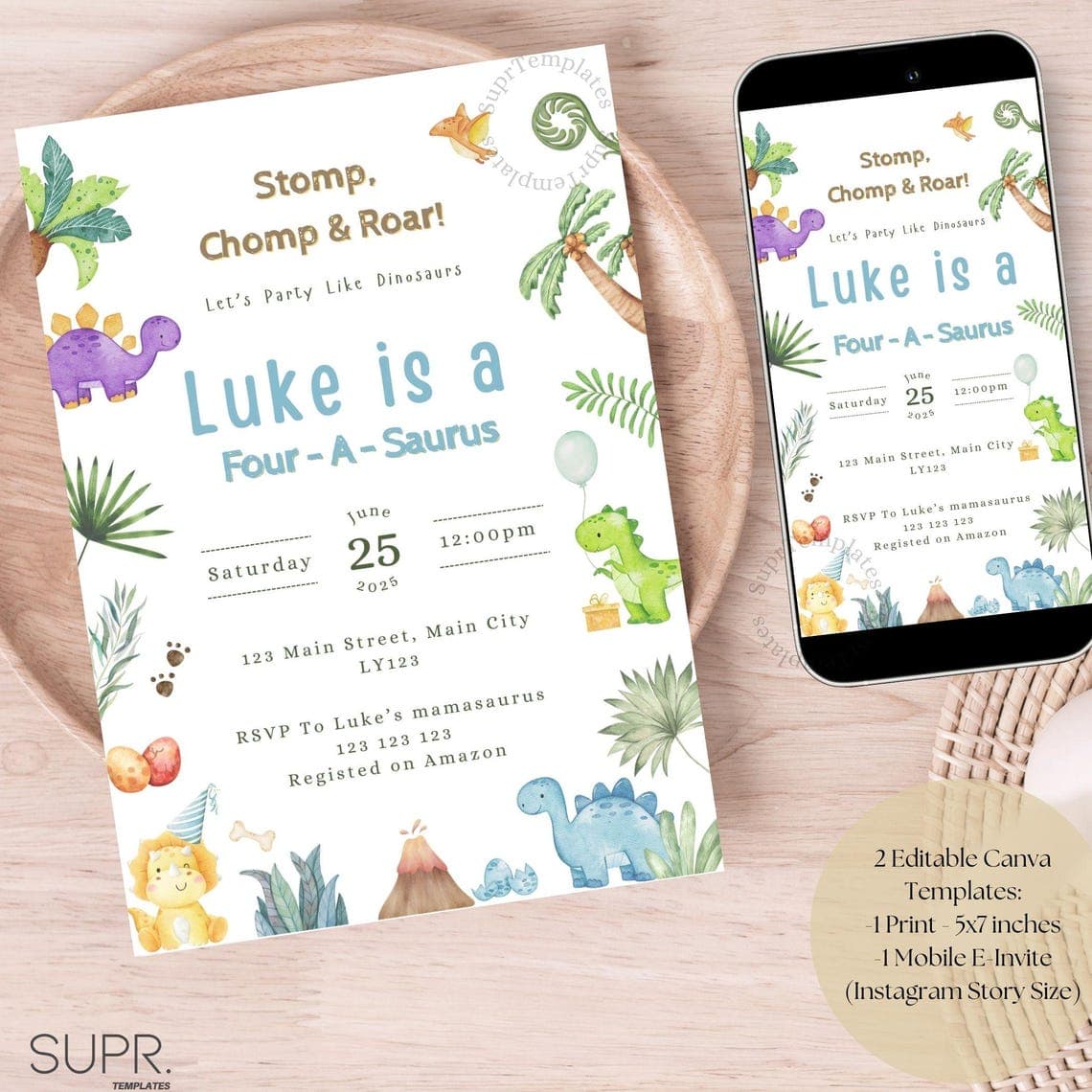 Dinosaur Birthday Invitation